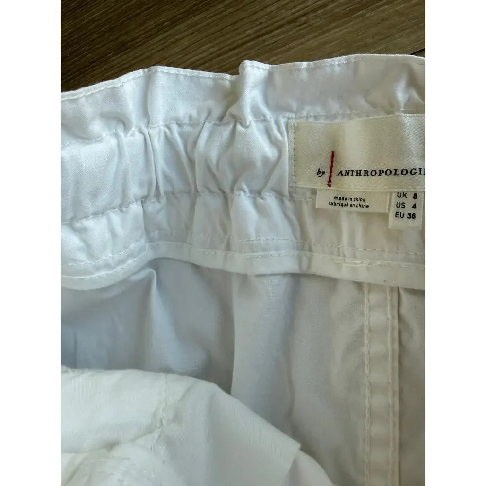 Anthropologie White Cargo Utility Mini Skirt Women Size 4 Cotton